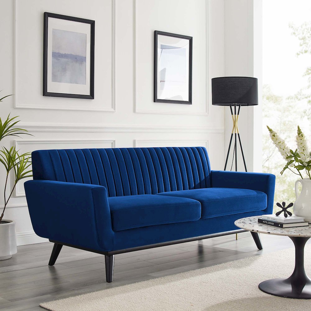 Engage Channel Tufted Performance Velvet Loveseat. Picture 5