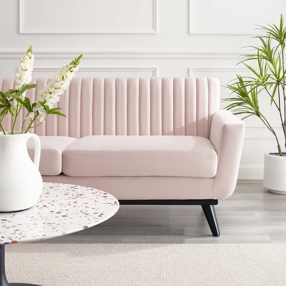 Engage Channel Tufted Performance Velvet Loveseat. Picture 6