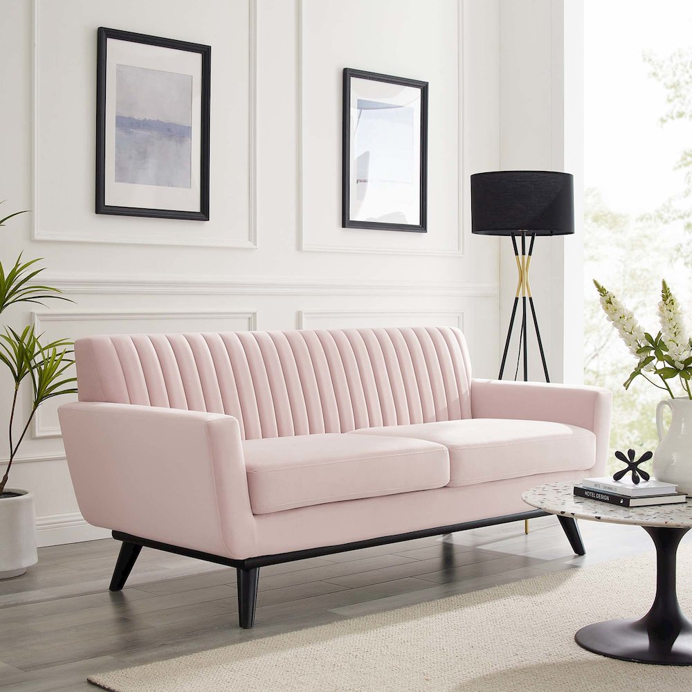 Engage Channel Tufted Performance Velvet Loveseat. Picture 5