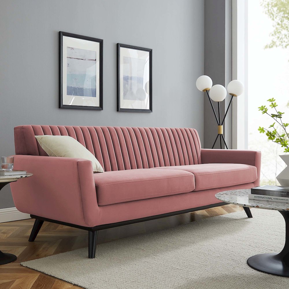 Engage Channel Tufted Performance Velvet Sofa. Picture 5