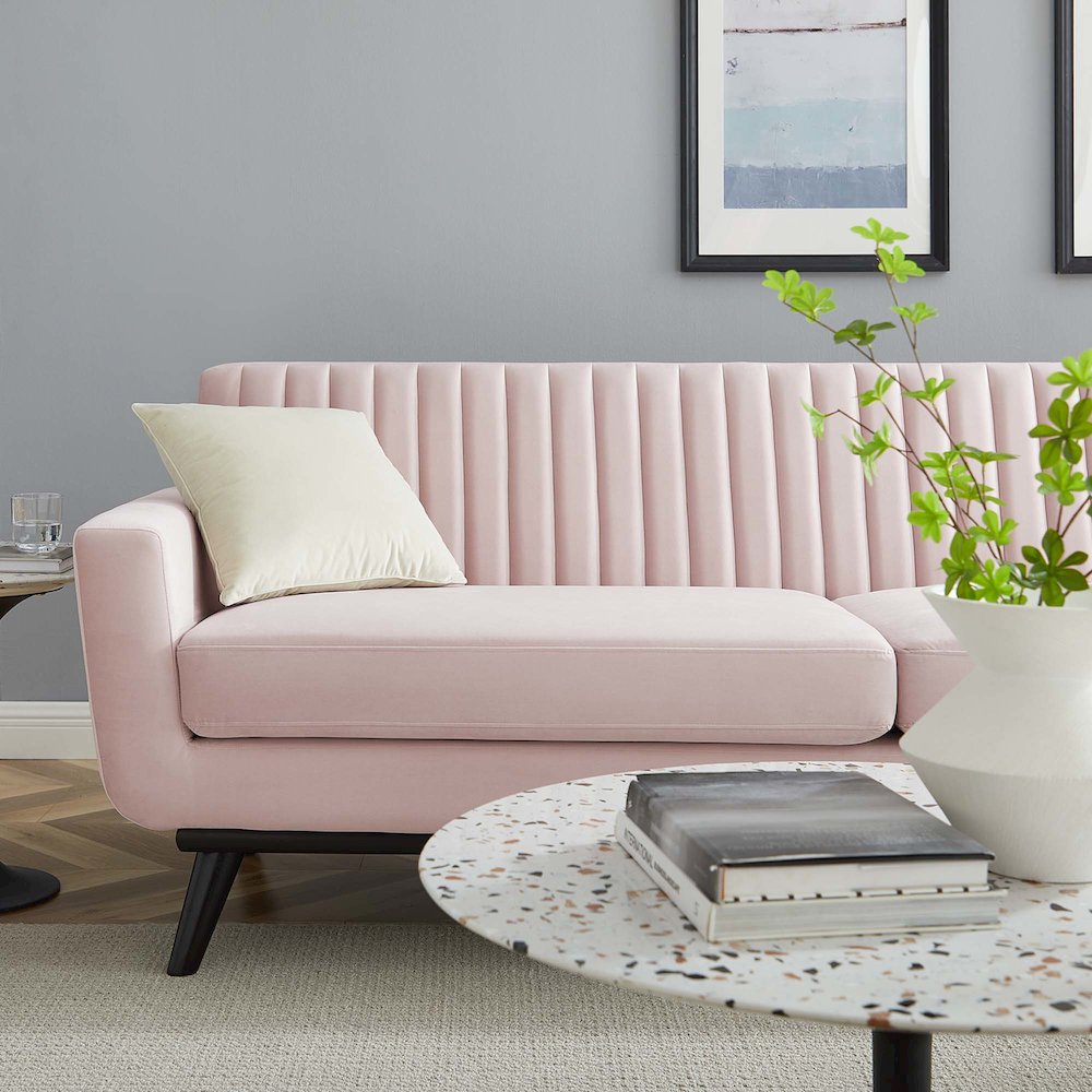 Engage Channel Tufted Performance Velvet Sofa. Picture 6