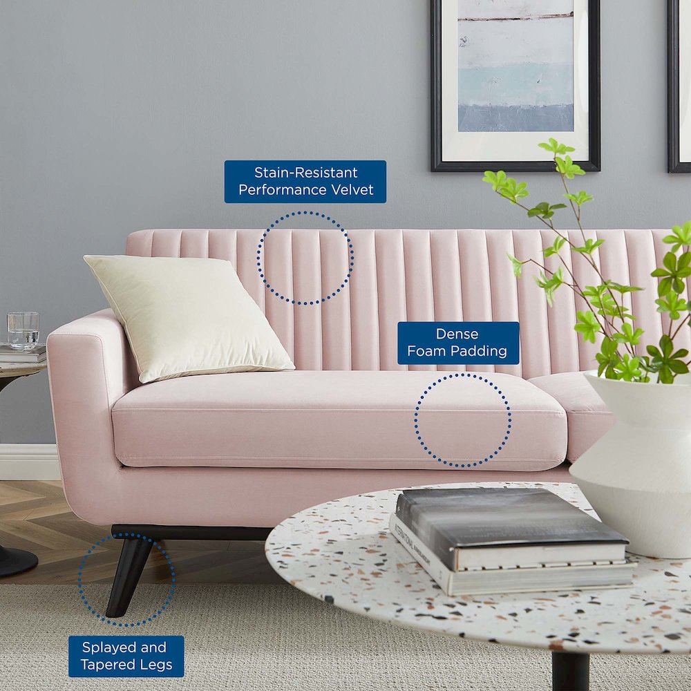 Engage Channel Tufted Performance Velvet Sofa. Picture 7