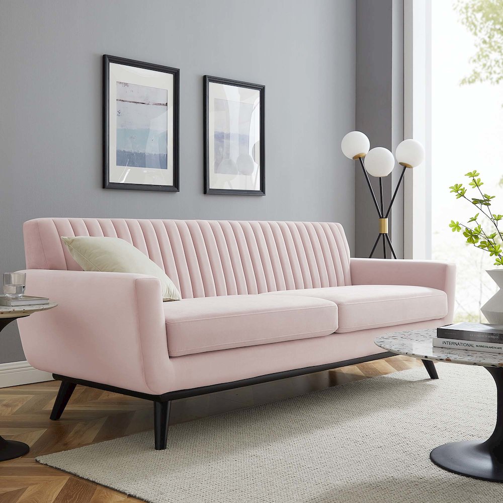 Engage Channel Tufted Performance Velvet Sofa. Picture 5