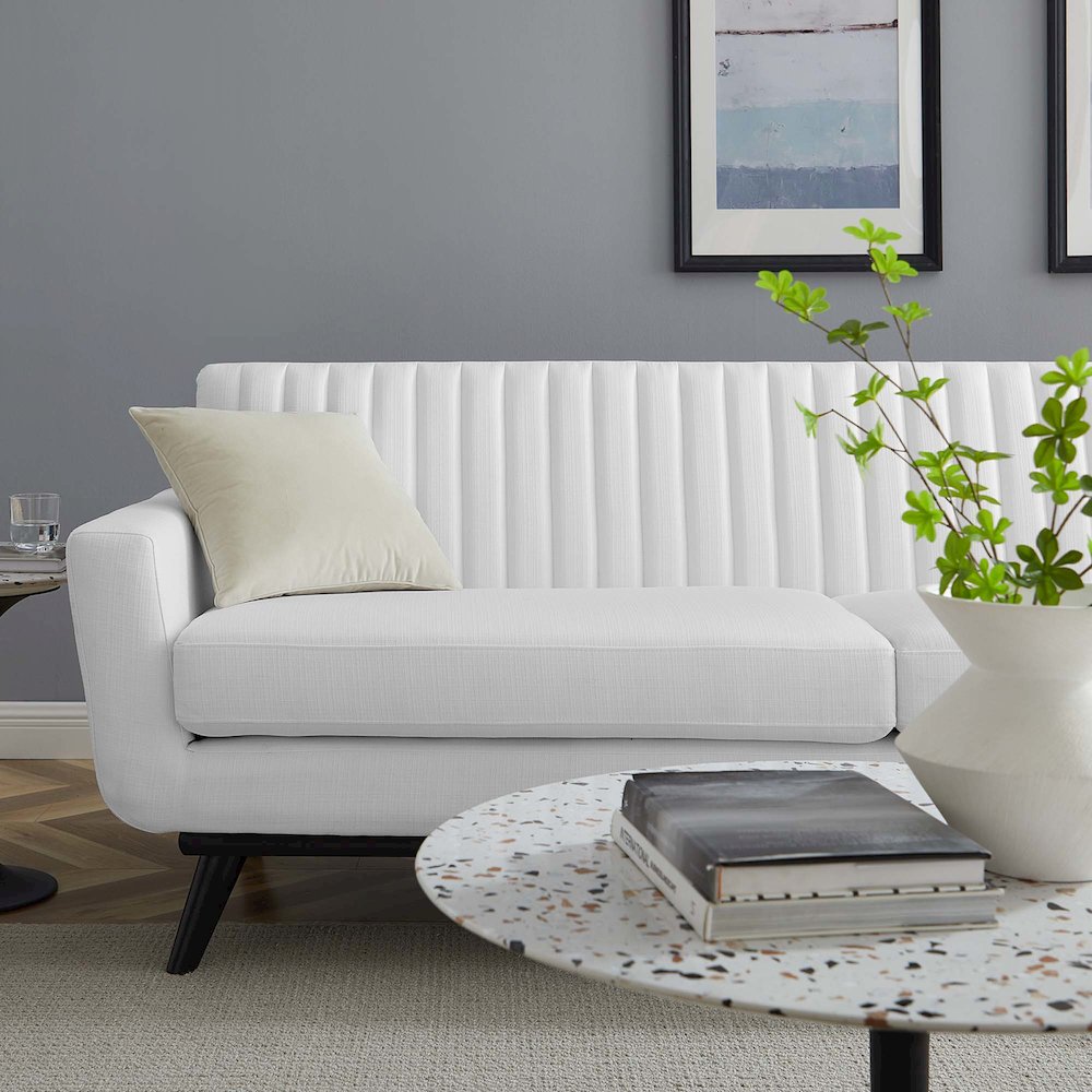 Engage Channel Tufted Fabric Sofa. Picture 7