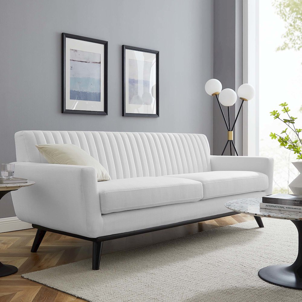 Engage Channel Tufted Fabric Sofa. Picture 5
