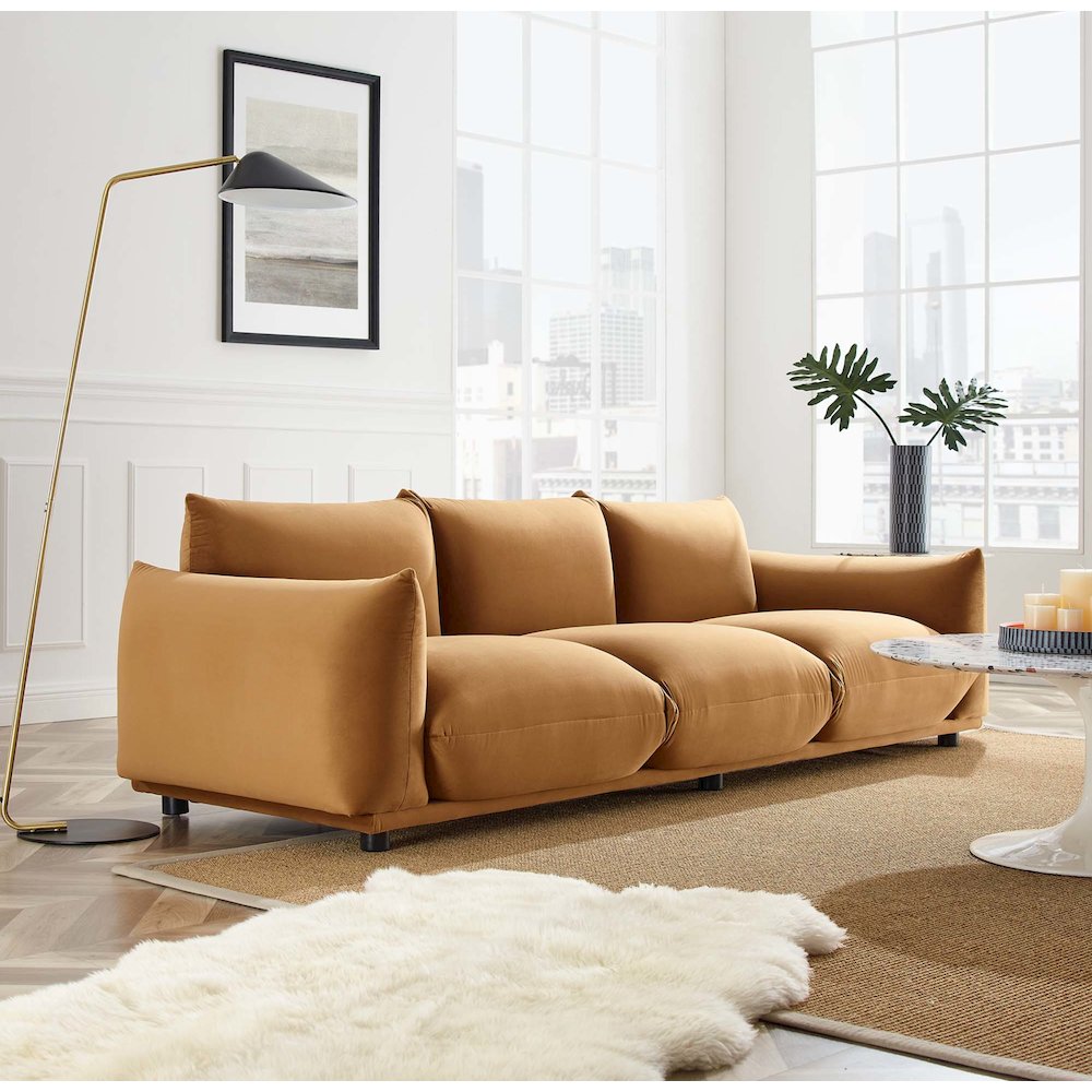 Copious Performance Velvet Sofa. Picture 5