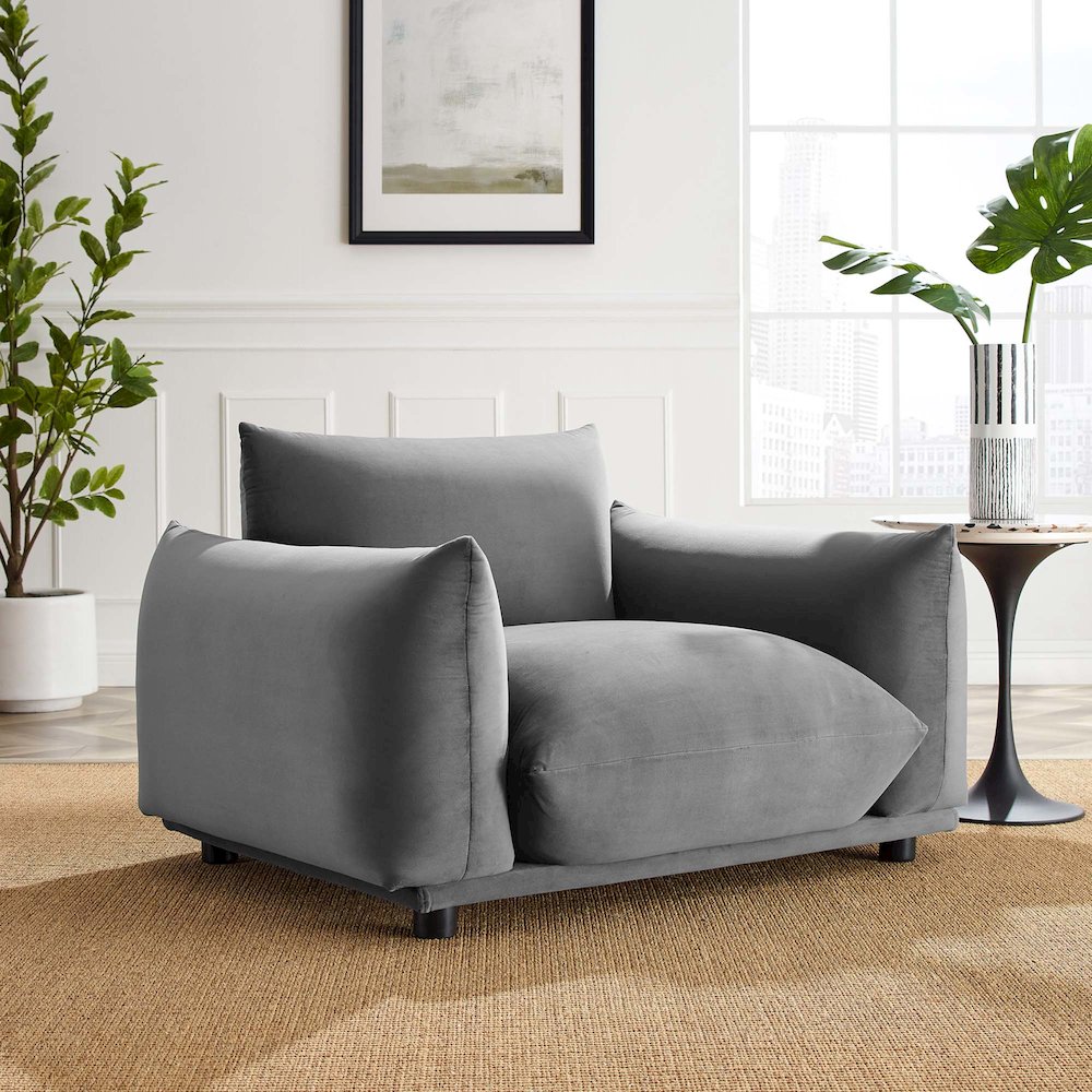 Copious Performance Velvet Armchair. Picture 5