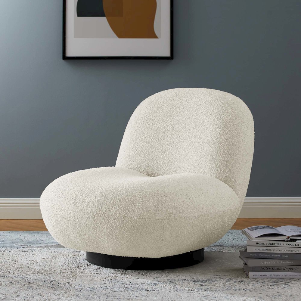 Kindred Boucle Upholstered Upholstered Fabric Swivel Chair. Picture 7