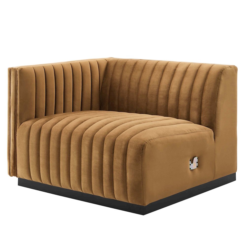 Conjure Channel Tufted Performance Velvet Left-Arm Chair. Picture 1