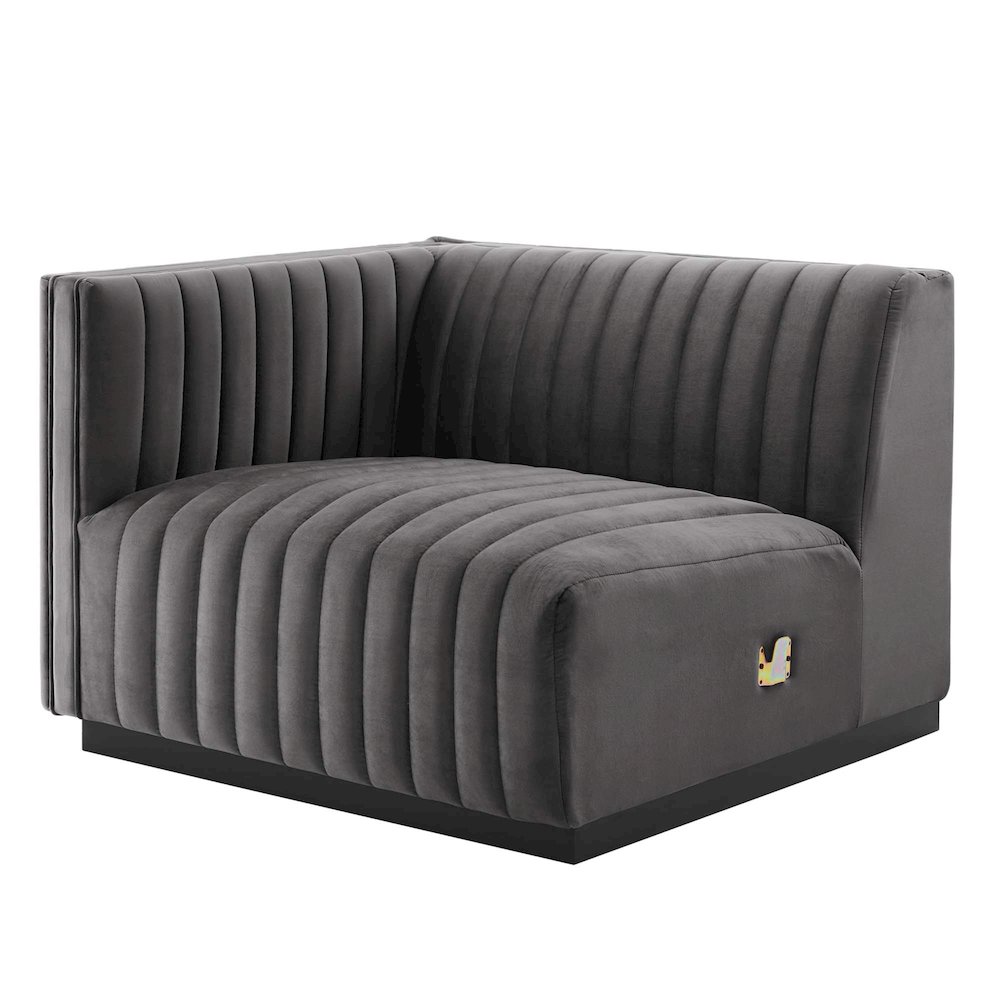 Conjure Channel Tufted Performance Velvet Left-Arm Chair. Picture 1
