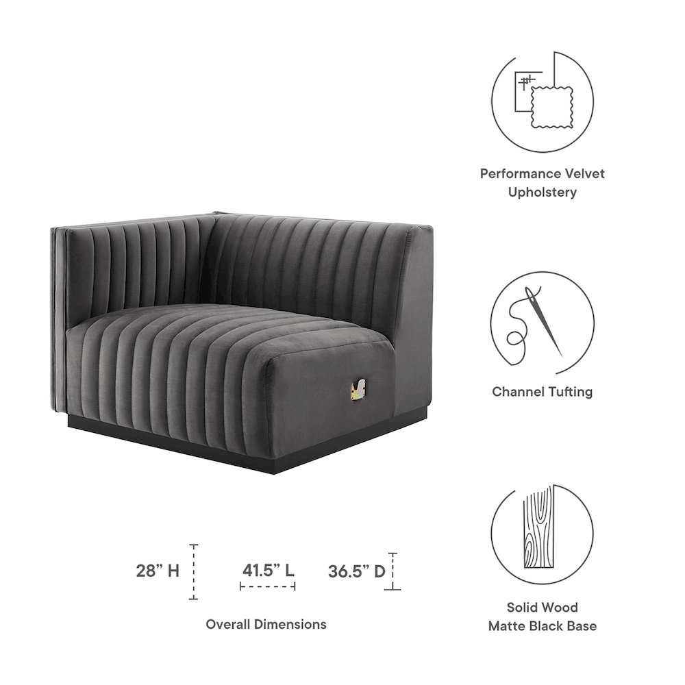 Conjure Channel Tufted Performance Velvet Left-Arm Chair. Picture 2