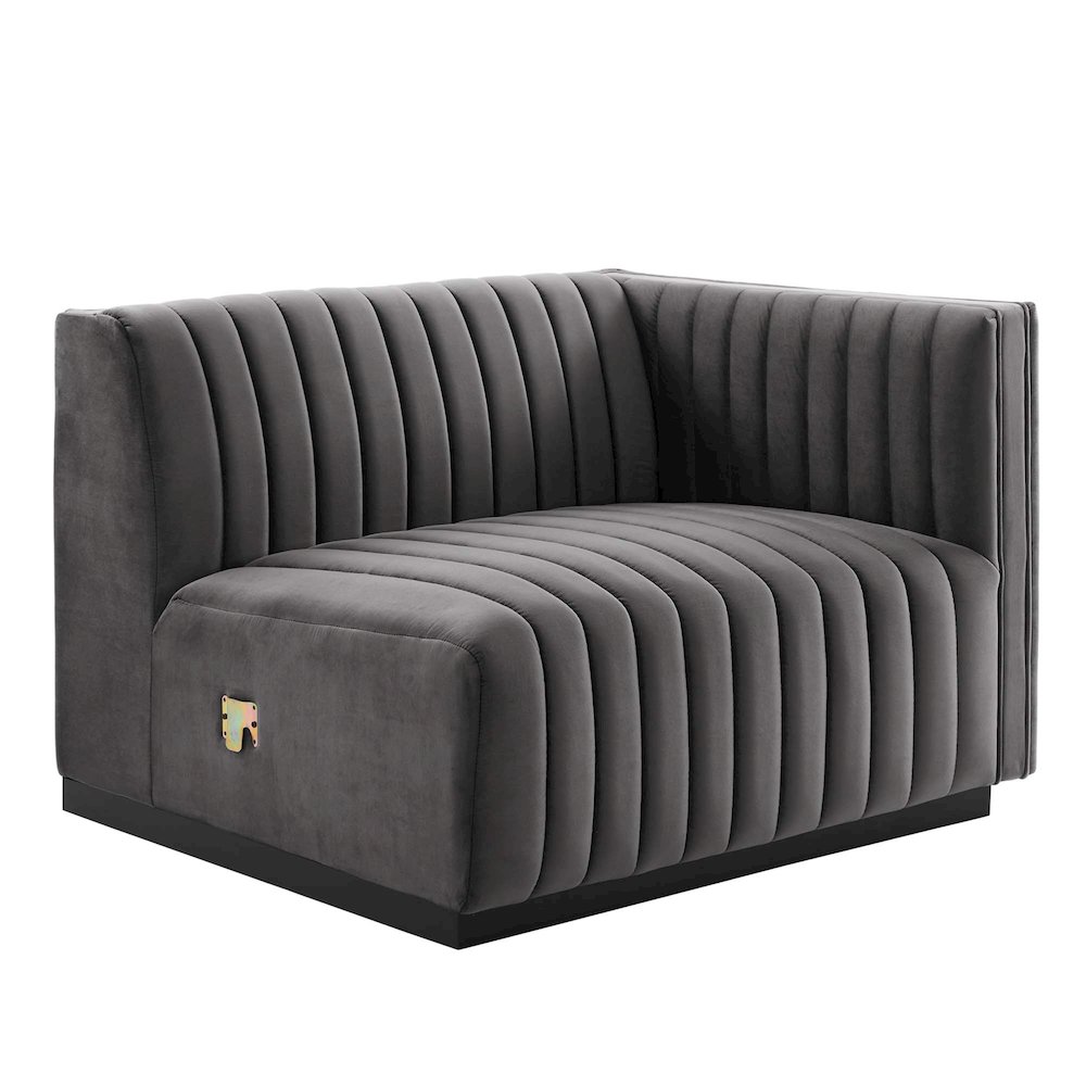Conjure Channel Tufted Performance Velvet Right-Arm Chair. Picture 1