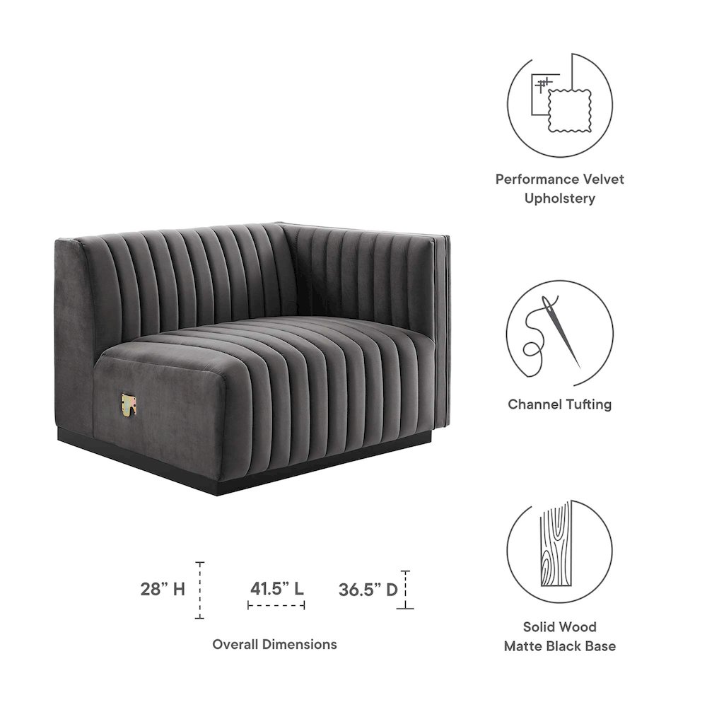Conjure Channel Tufted Performance Velvet Right-Arm Chair. Picture 2