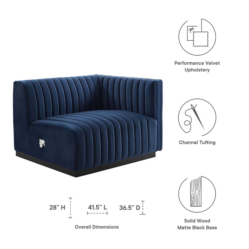 Conjure Channel Tufted Performance Velvet Right-Arm Chair. Picture 2