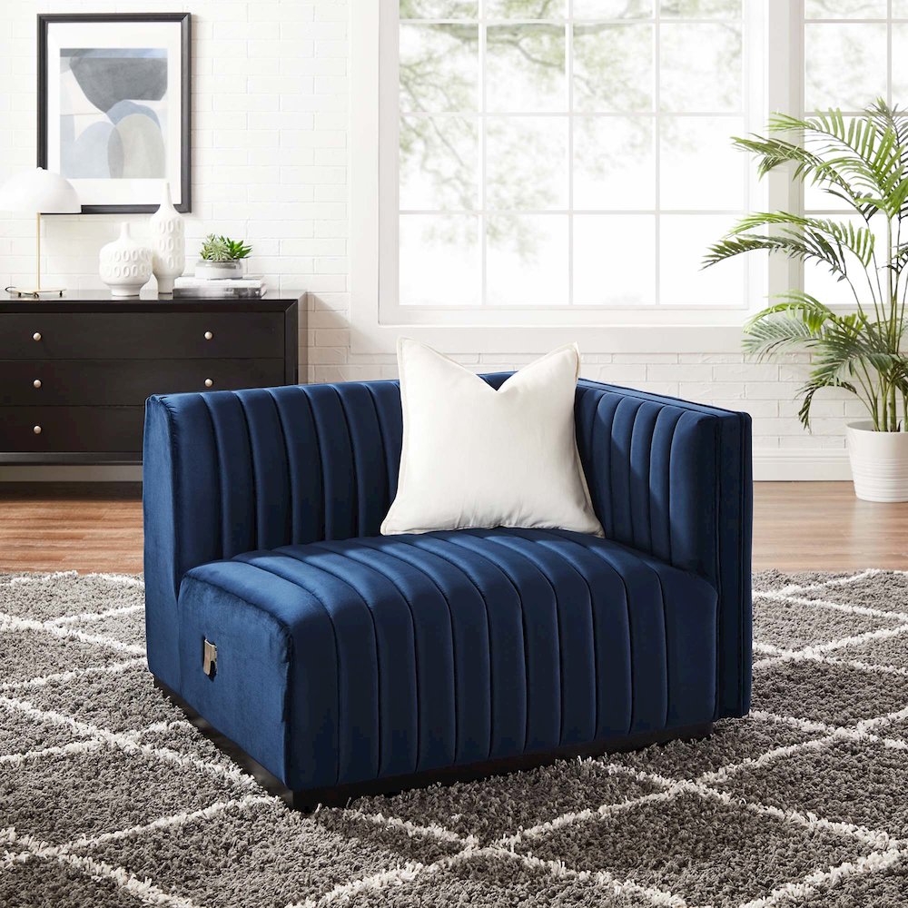 Conjure Channel Tufted Performance Velvet Right-Arm Chair. Picture 6