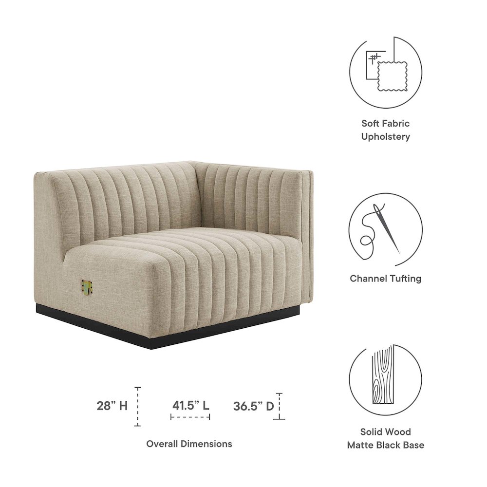 Conjure Channel Tufted Upholstered Fabric Right-Arm Chair. Picture 2