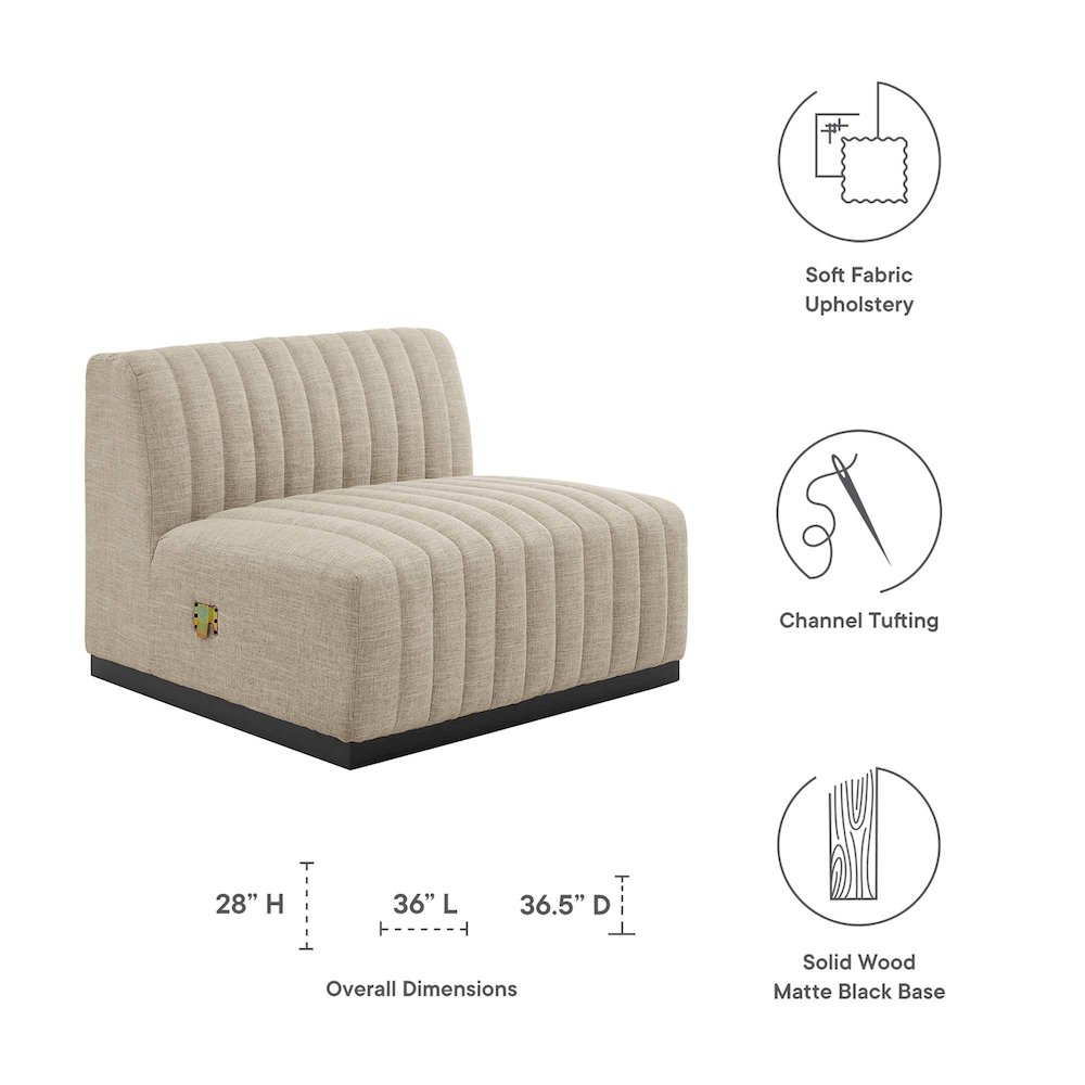 Conjure Channel Tufted Upholstered Fabric Armless Chair. Picture 2