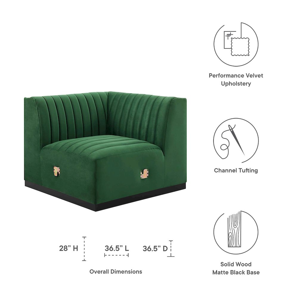Conjure Channel Tufted Performance Velvet Left Corner Chair. Picture 2