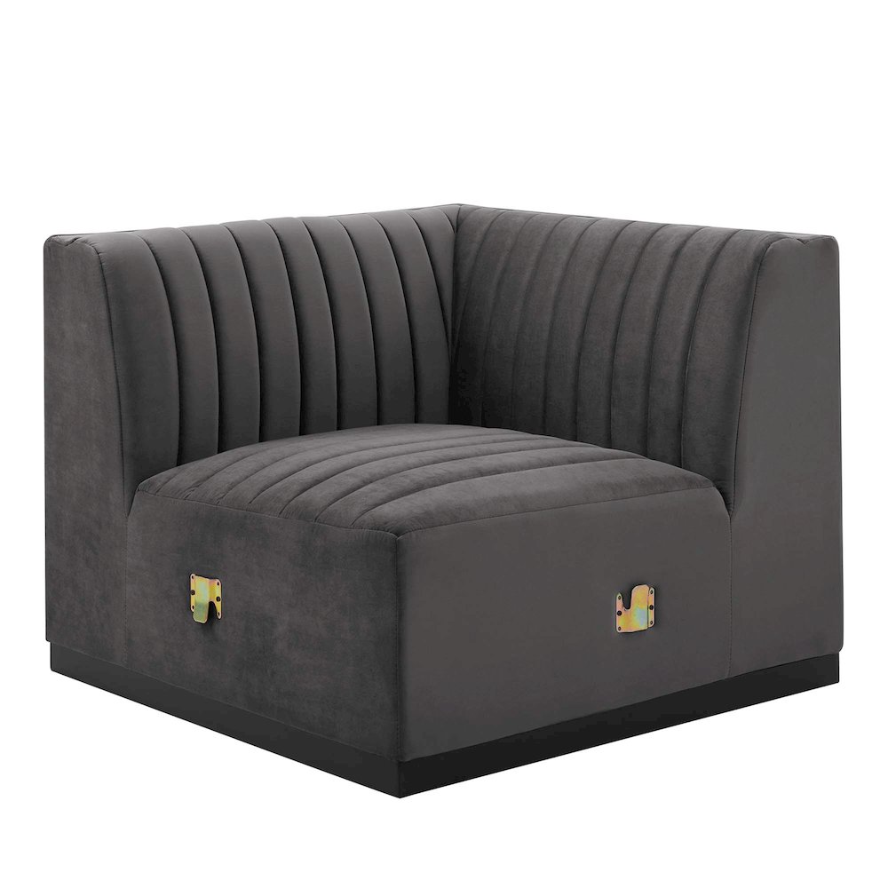 Conjure Channel Tufted Performance Velvet Left Corner Chair. Picture 1