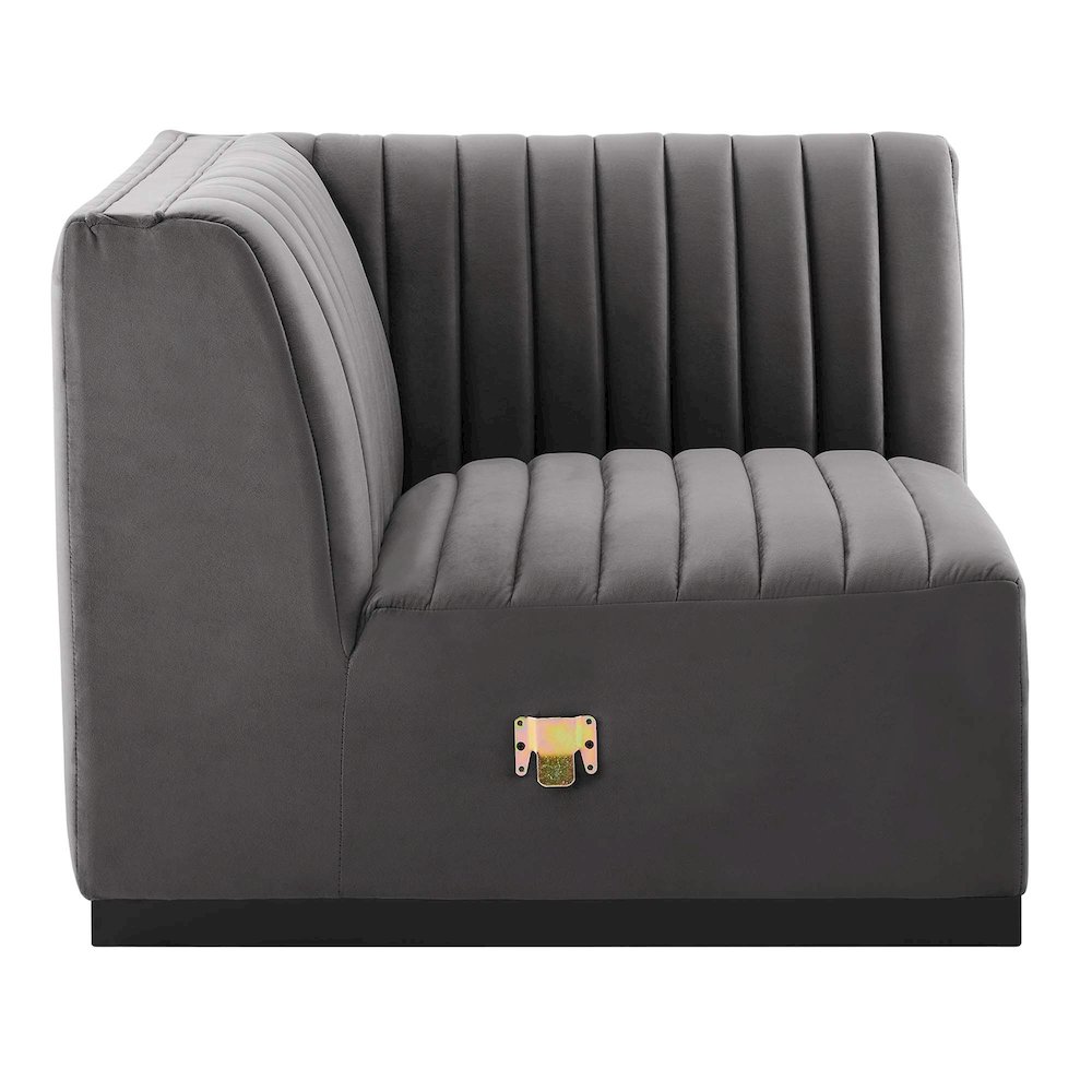 Conjure Channel Tufted Performance Velvet Left Corner Chair. Picture 3