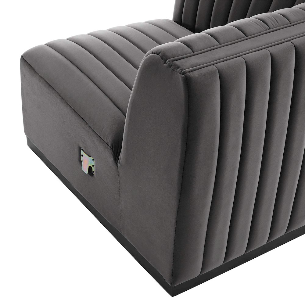 Conjure Channel Tufted Performance Velvet Left Corner Chair. Picture 5