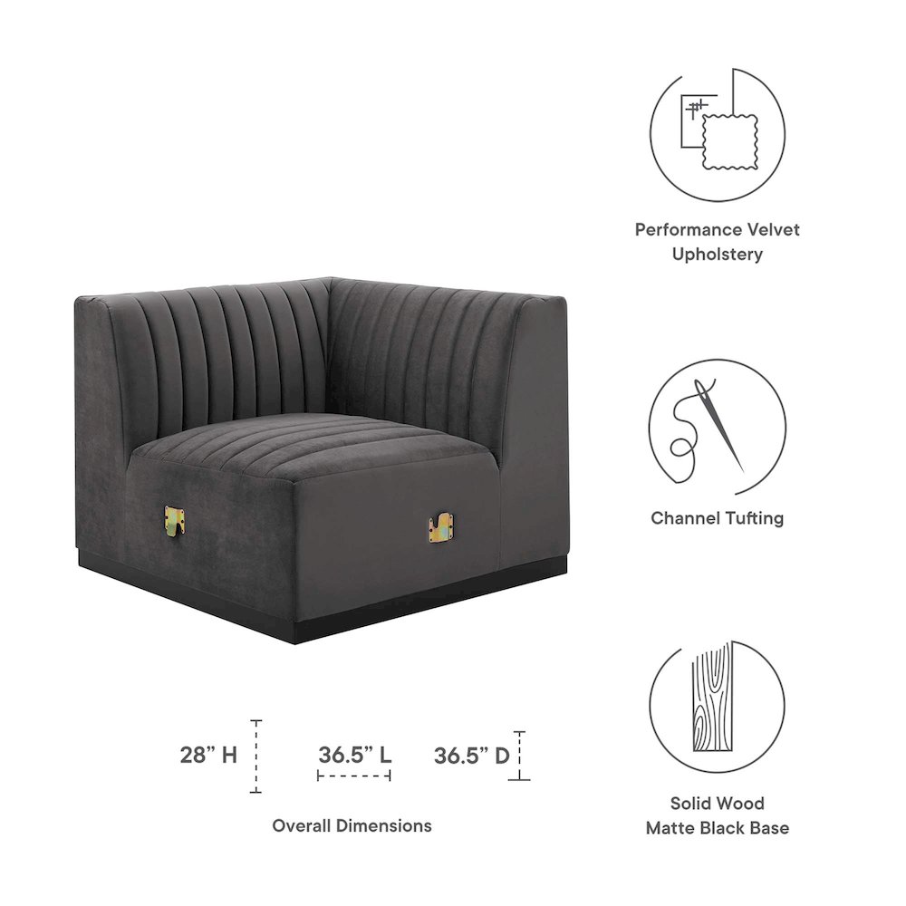 Conjure Channel Tufted Performance Velvet Left Corner Chair. Picture 2