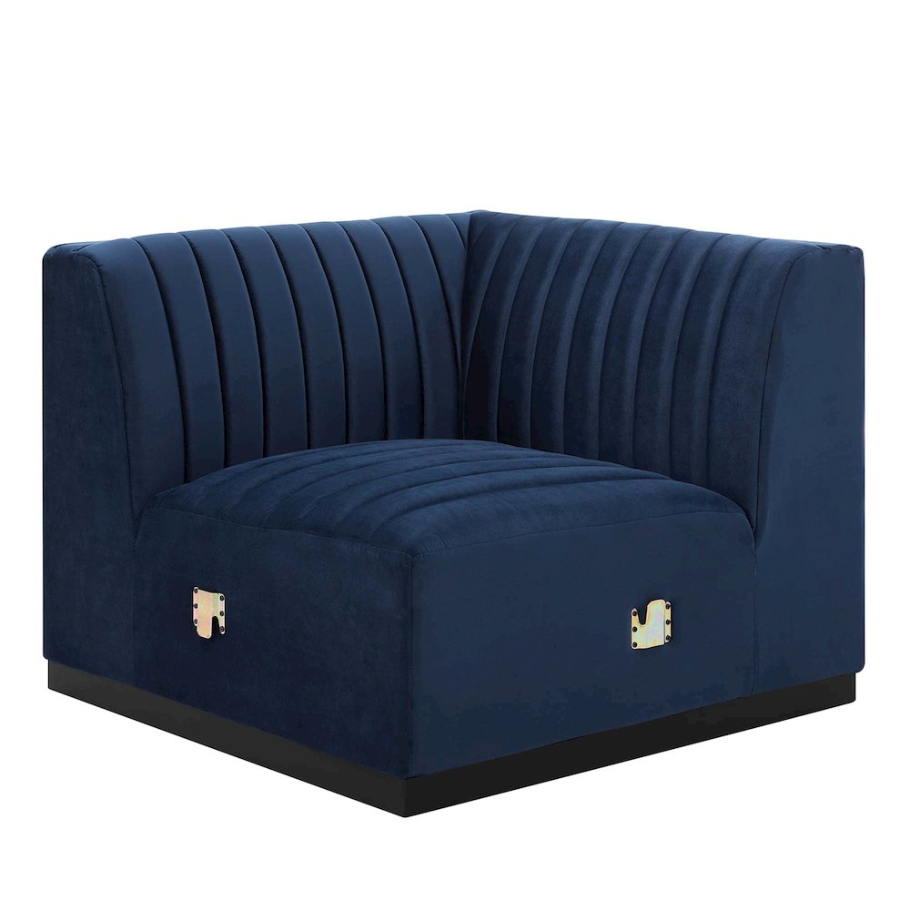 Conjure Channel Tufted Performance Velvet Left Corner Chair. Picture 1
