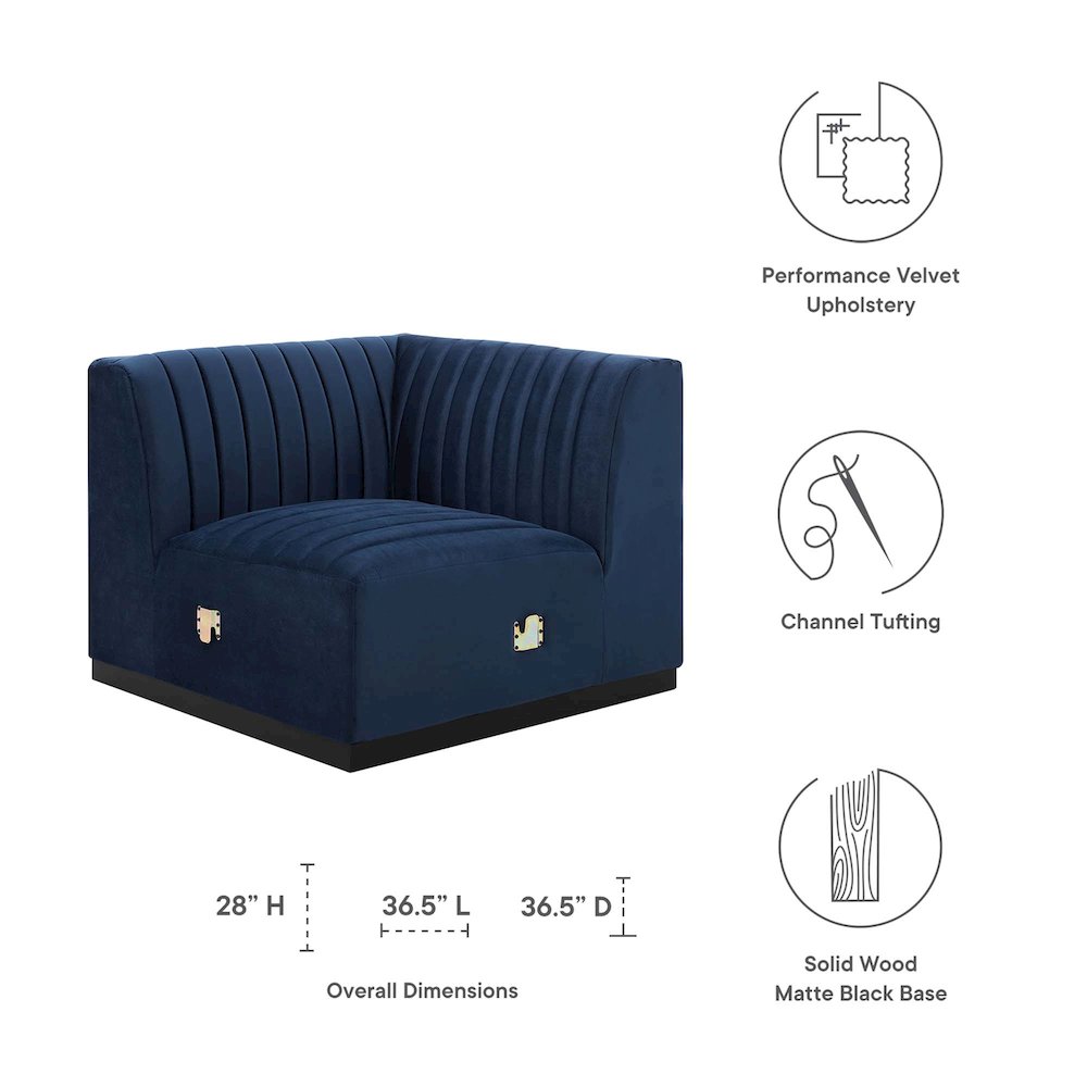 Conjure Channel Tufted Performance Velvet Left Corner Chair. Picture 2