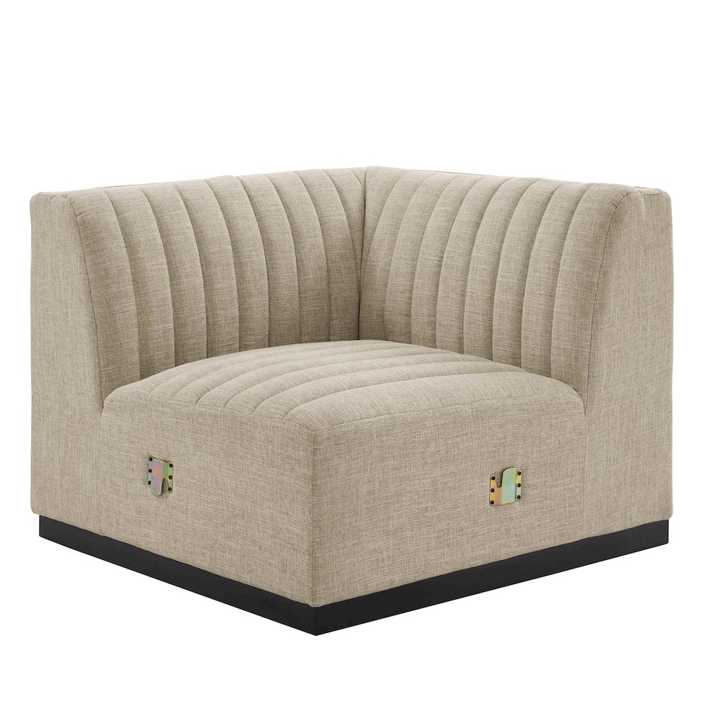 Conjure Channel Tufted Upholstered Fabric Left Corner Chair. Picture 1