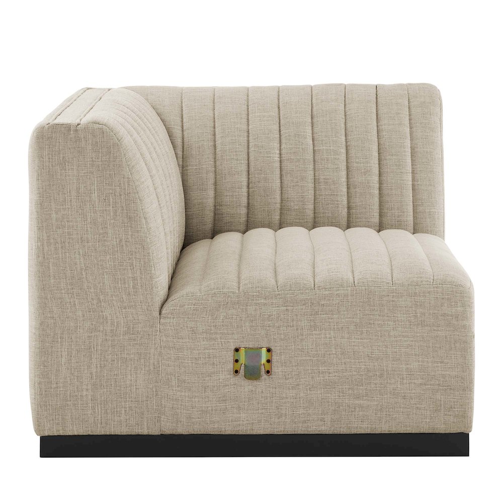 Conjure Channel Tufted Upholstered Fabric Left Corner Chair. Picture 3