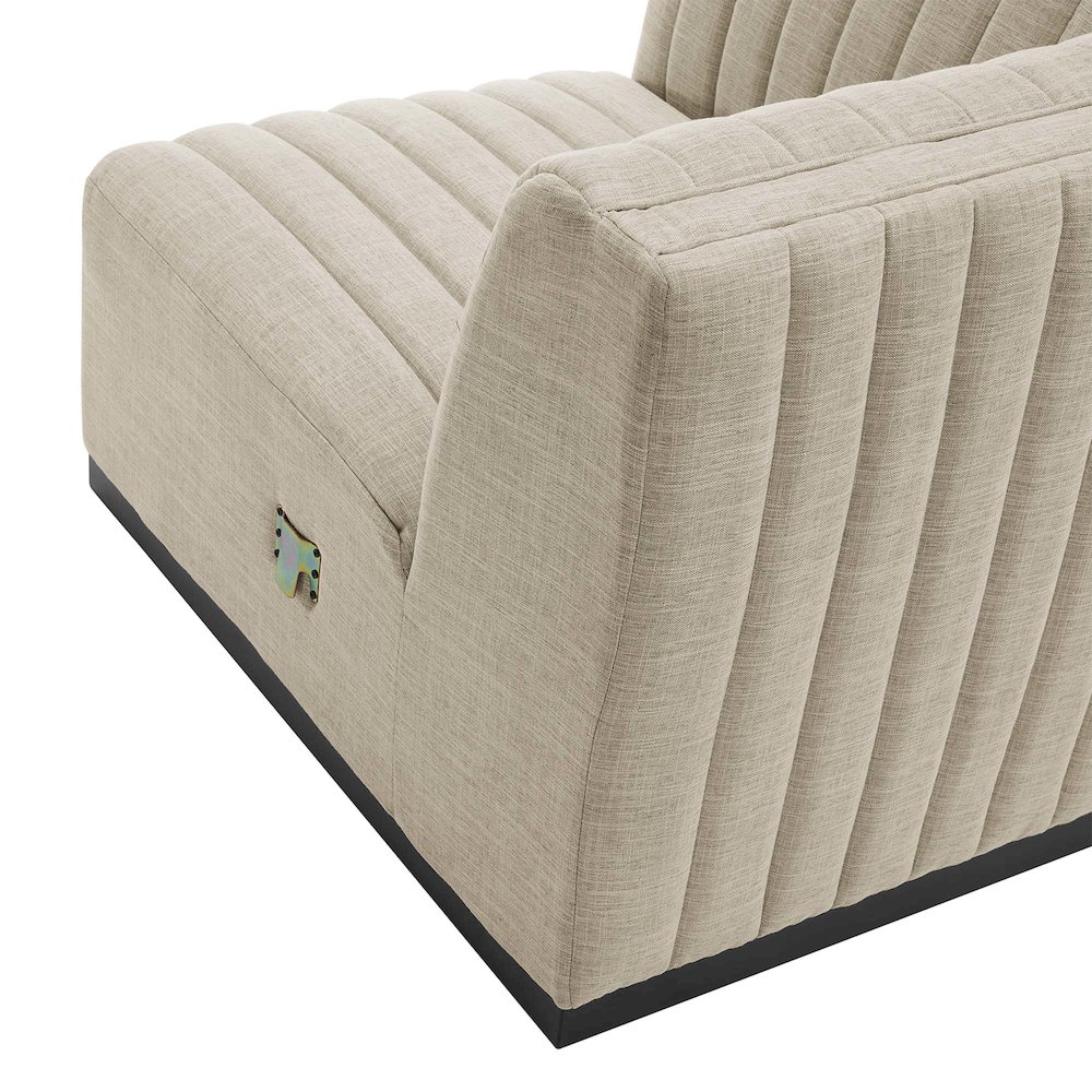 Conjure Channel Tufted Upholstered Fabric Left Corner Chair. Picture 5