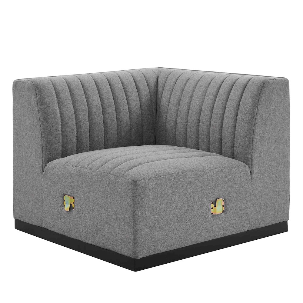 Conjure Channel Tufted Upholstered Fabric Left Corner Chair. Picture 1