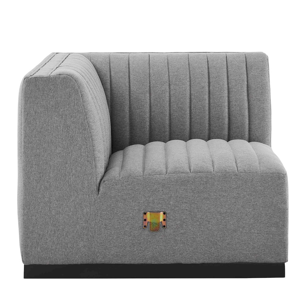 Conjure Channel Tufted Upholstered Fabric Left Corner Chair. Picture 3