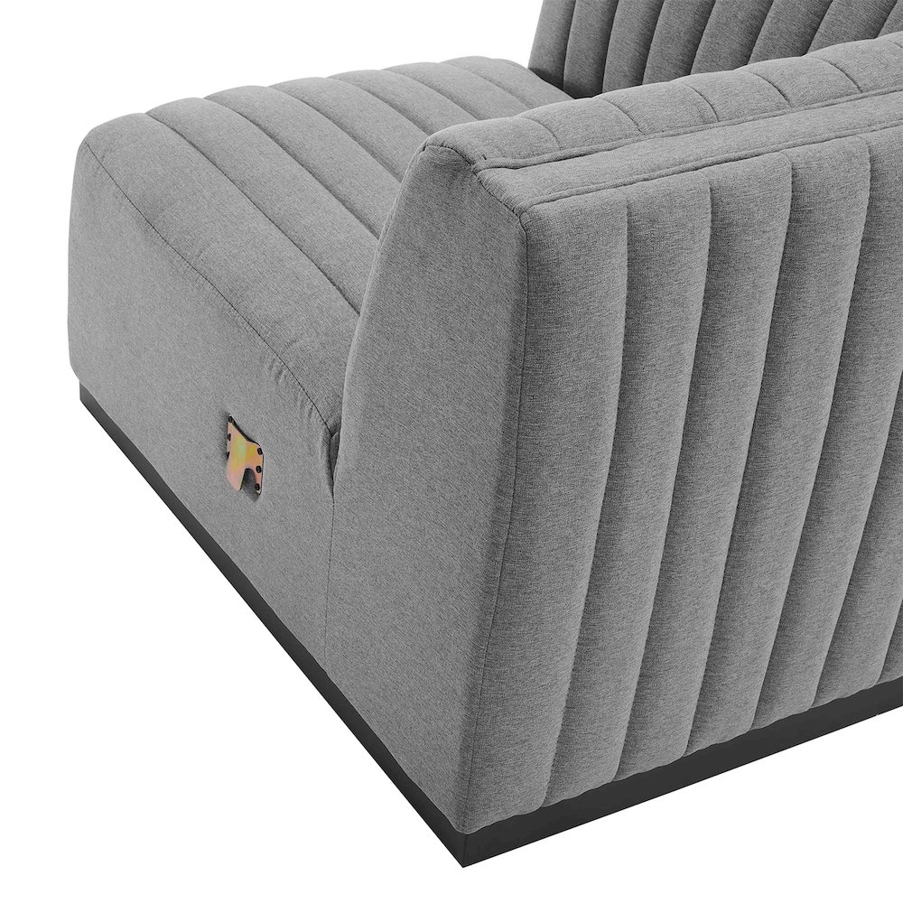 Conjure Channel Tufted Upholstered Fabric Left Corner Chair. Picture 5