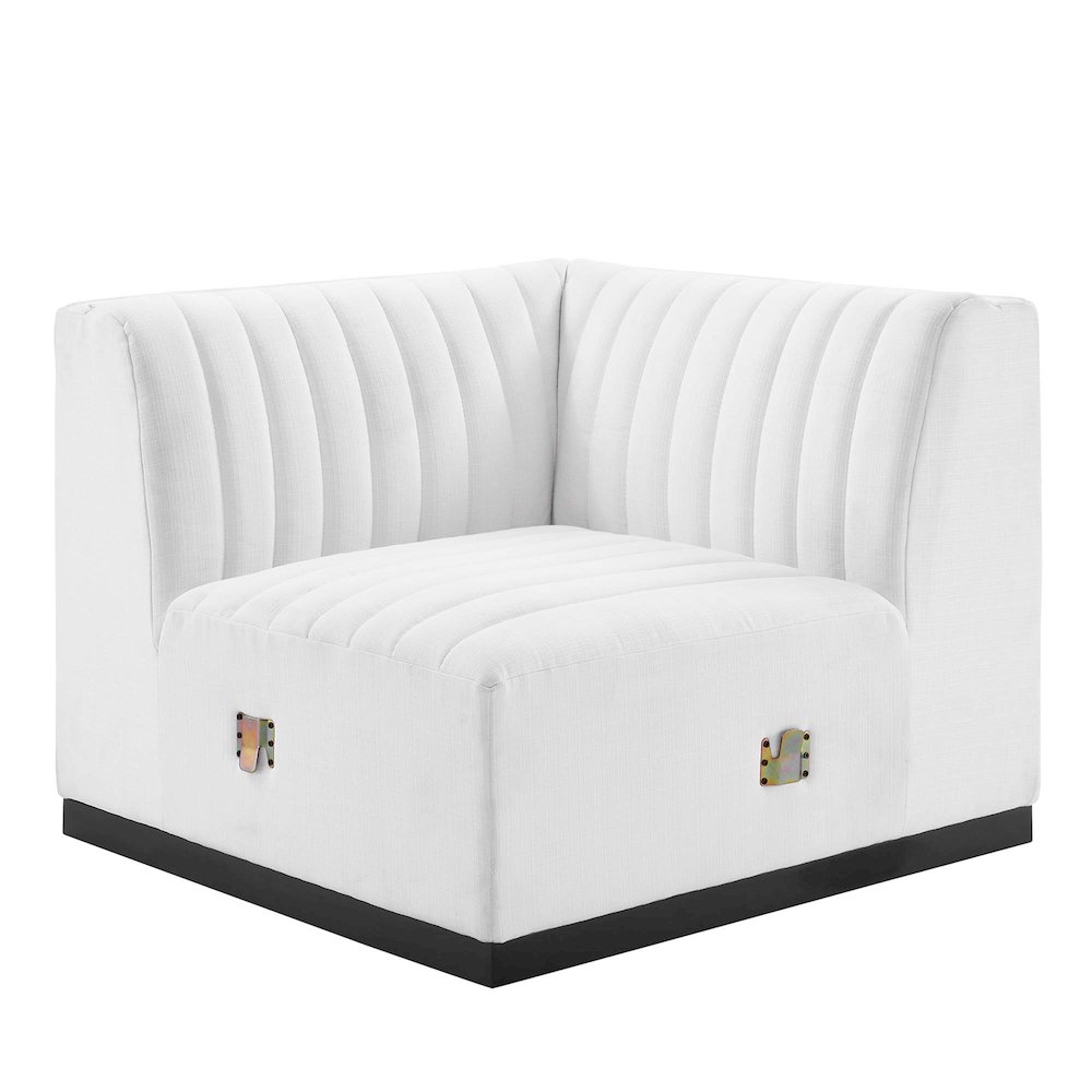 Conjure Channel Tufted Upholstered Fabric Left Corner Chair. Picture 1