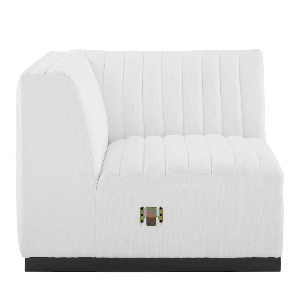 Conjure Channel Tufted Upholstered Fabric Left Corner Chair. Picture 3