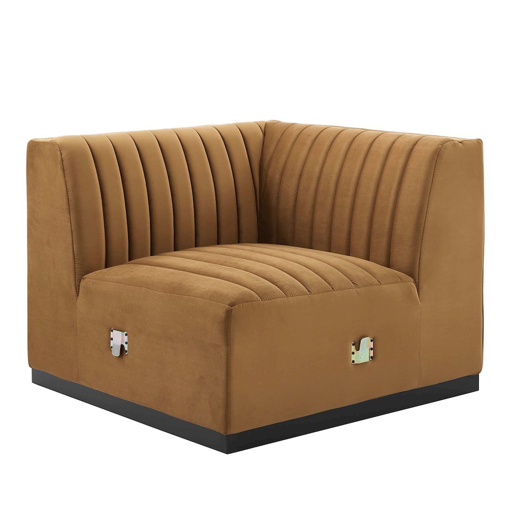 Conjure Channel Tufted Performance Velvet Right Corner Chair. Picture 1