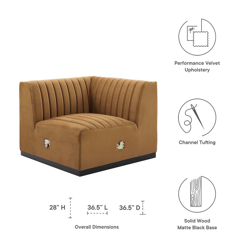 Conjure Channel Tufted Performance Velvet Right Corner Chair. Picture 2