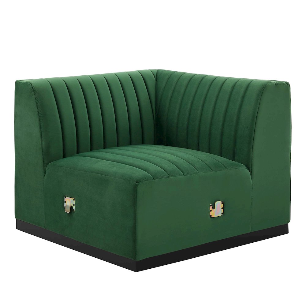 Conjure Channel Tufted Performance Velvet Right Corner Chair. Picture 1