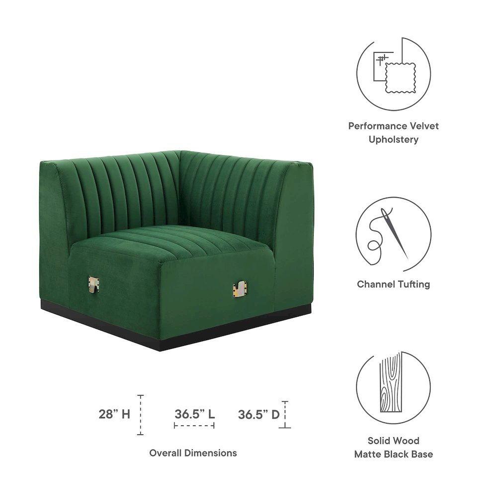 Conjure Channel Tufted Performance Velvet Right Corner Chair. Picture 2