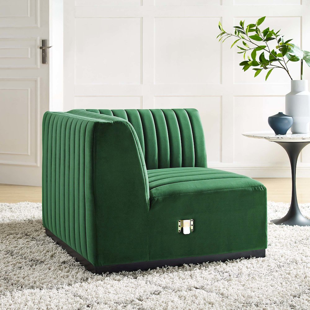 Conjure Channel Tufted Performance Velvet Right Corner Chair. Picture 6