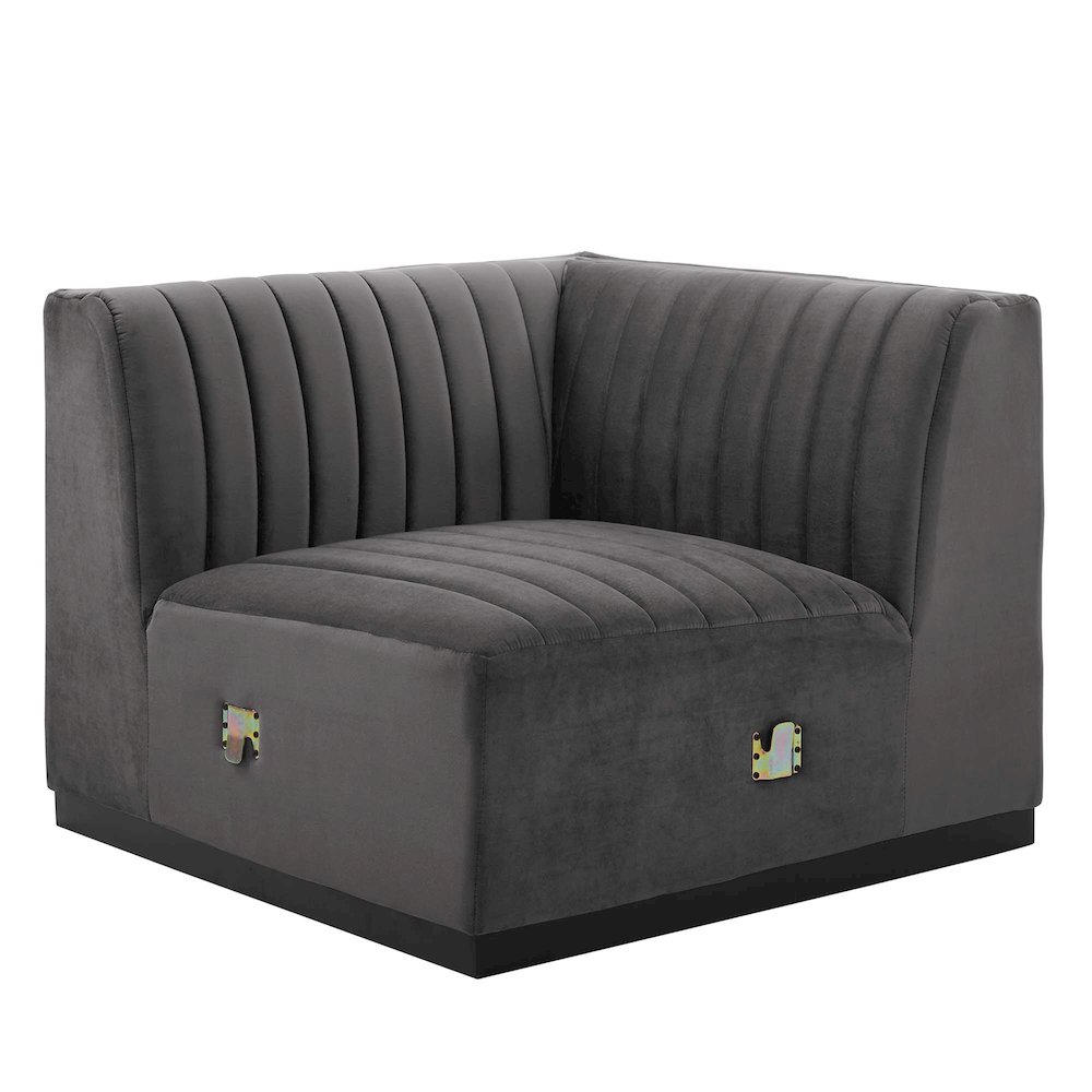 Conjure Channel Tufted Performance Velvet Right Corner Chair. Picture 1