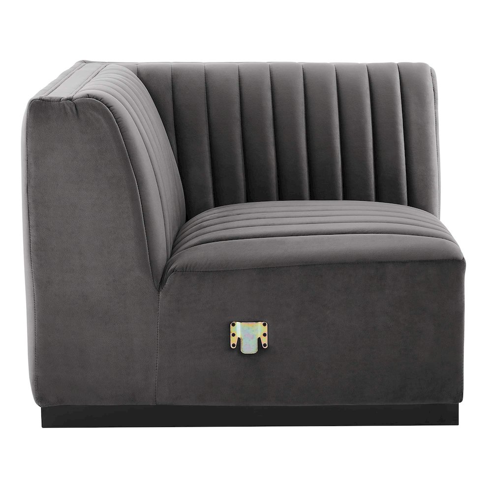 Conjure Channel Tufted Performance Velvet Right Corner Chair. Picture 3