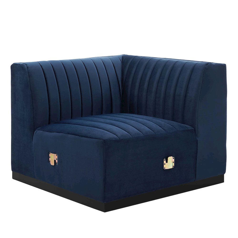 Conjure Channel Tufted Performance Velvet Right Corner Chair. Picture 1