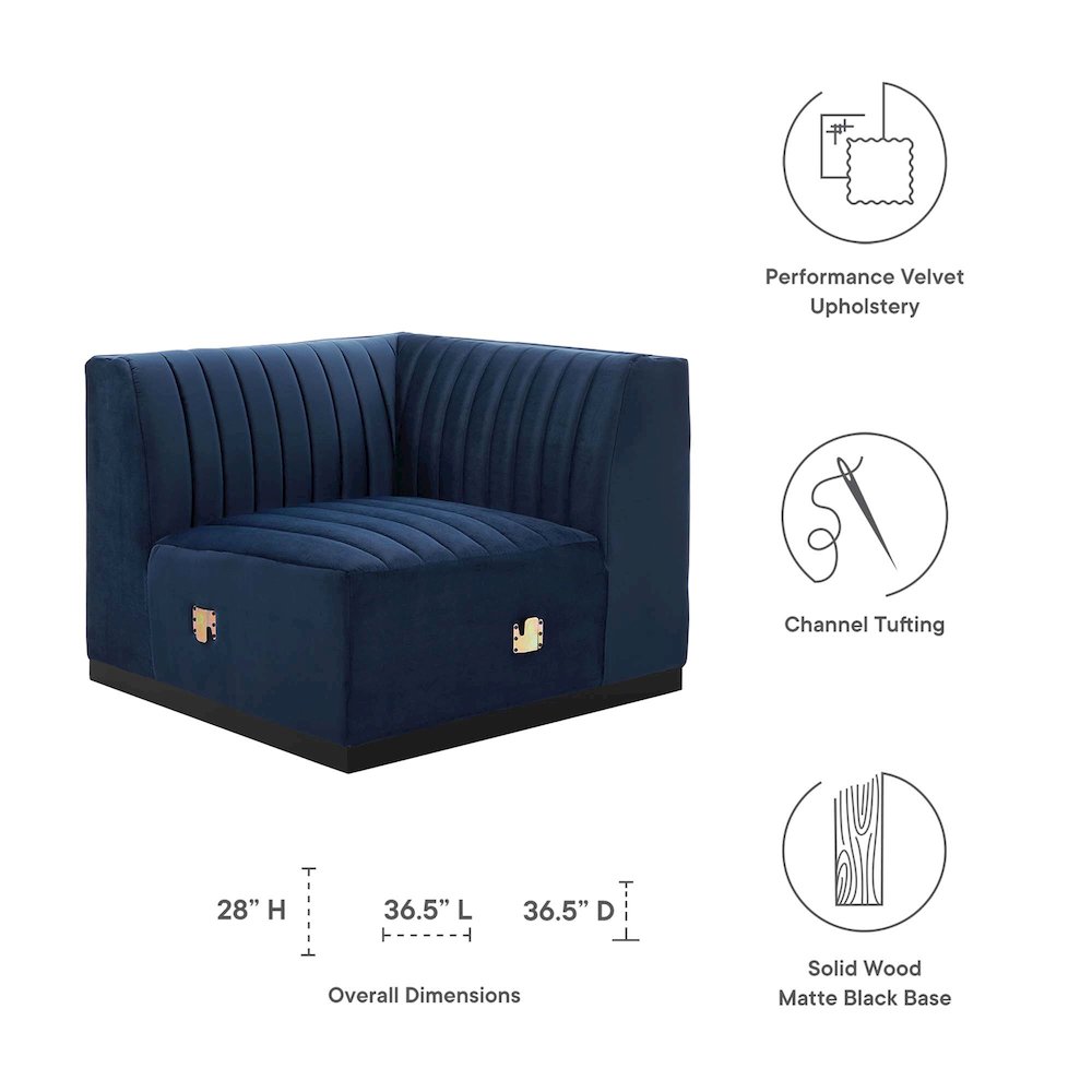 Conjure Channel Tufted Performance Velvet Right Corner Chair. Picture 2