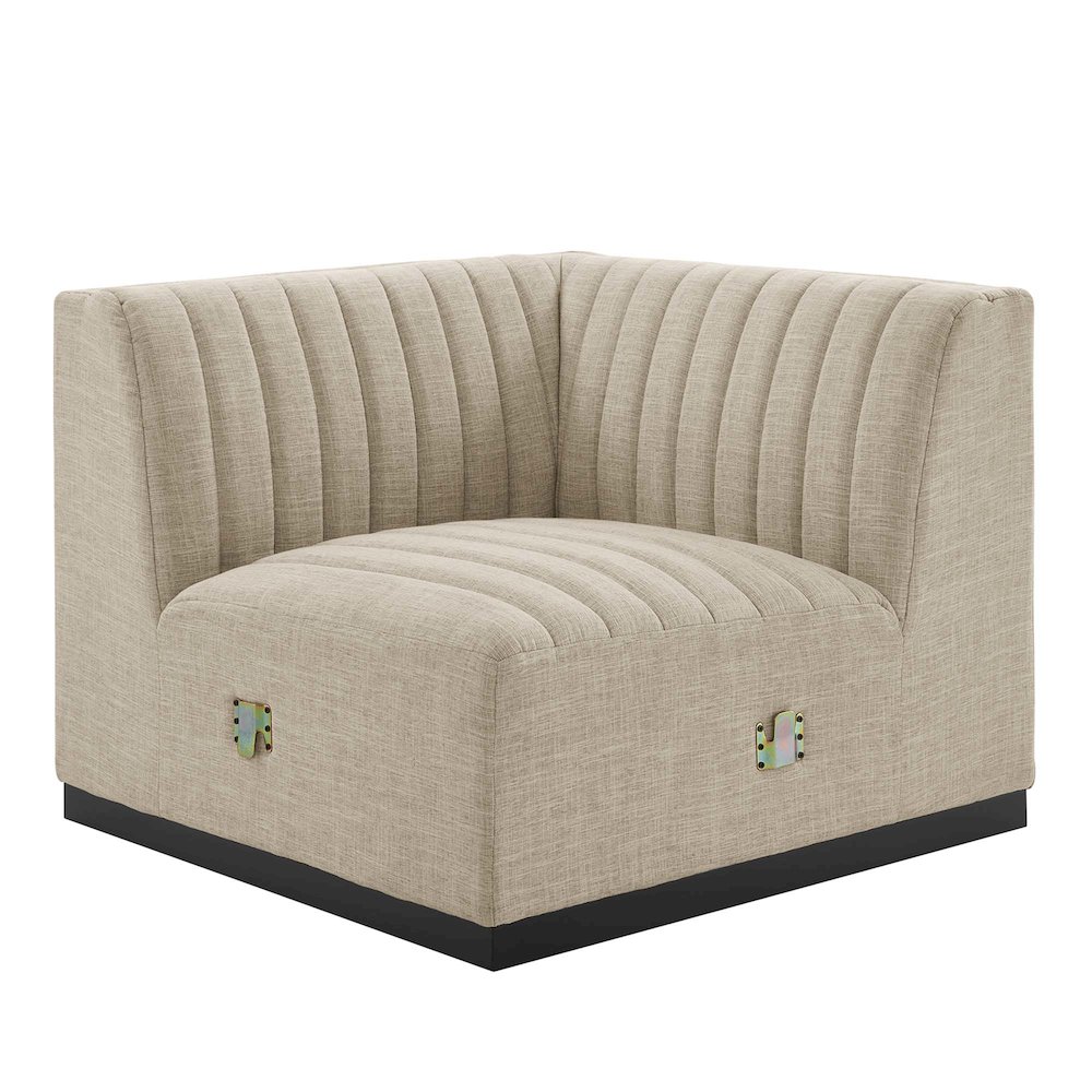 Conjure Channel Tufted Upholstered Fabric Right Corner Chair. Picture 1
