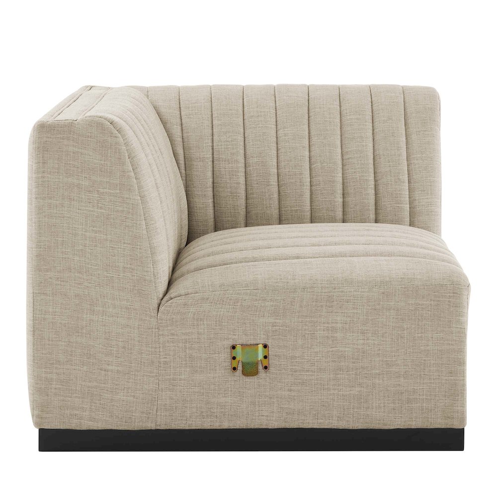 Conjure Channel Tufted Upholstered Fabric Right Corner Chair. Picture 3