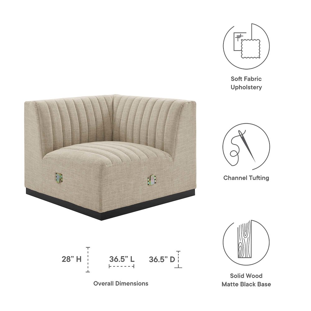 Conjure Channel Tufted Upholstered Fabric Right Corner Chair. Picture 2