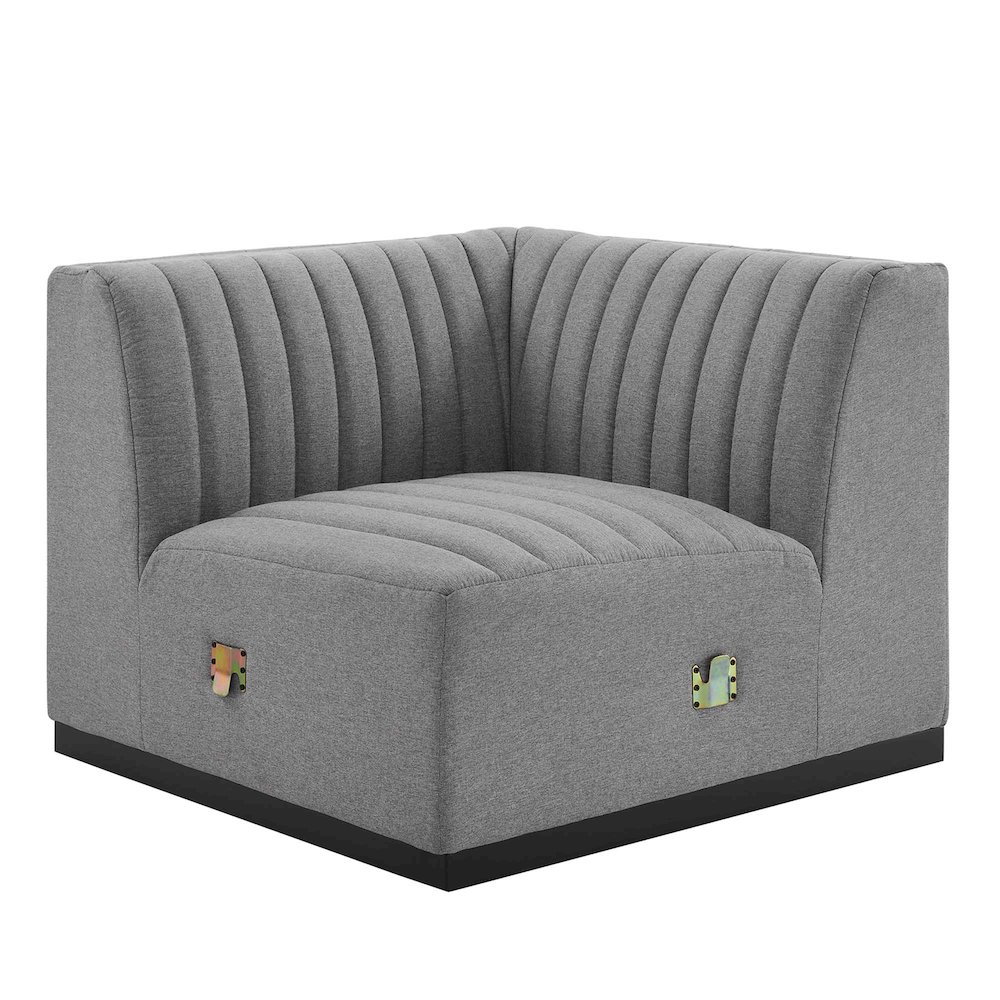 Conjure Channel Tufted Upholstered Fabric Right Corner Chair. Picture 1