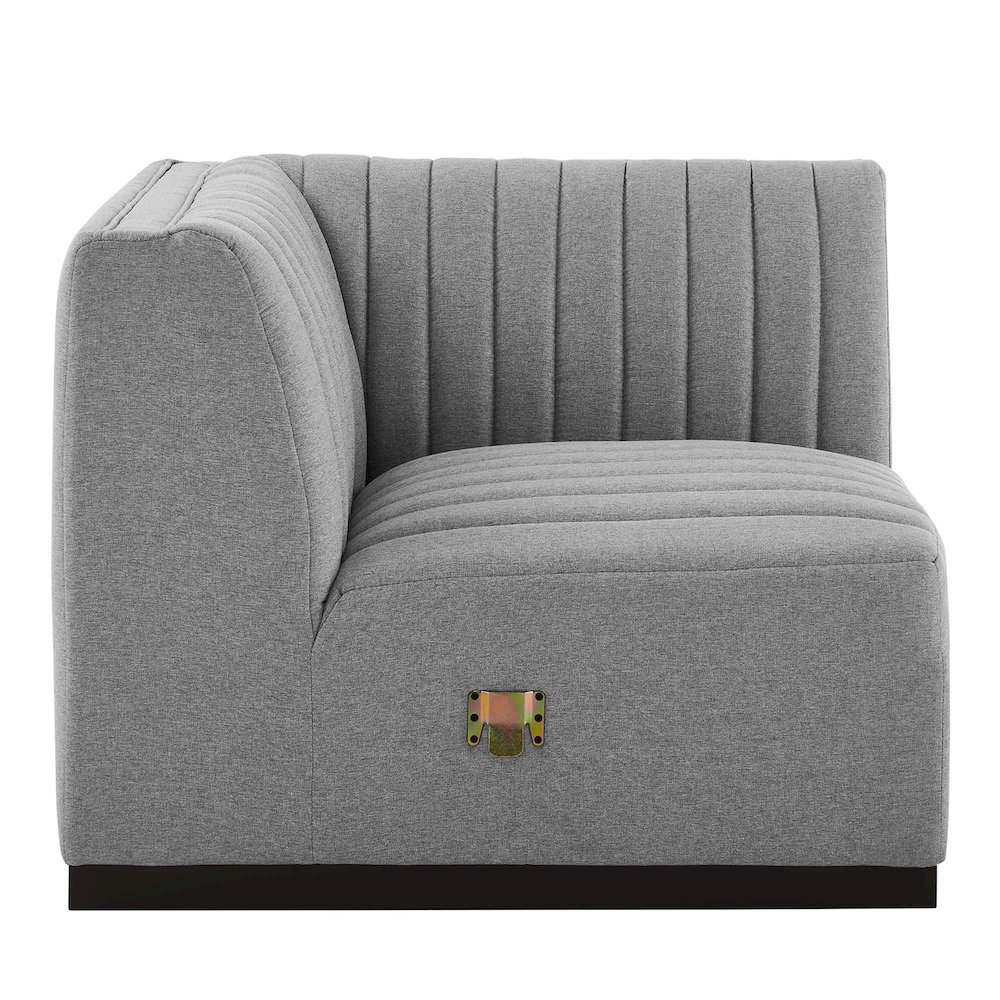 Conjure Channel Tufted Upholstered Fabric Right Corner Chair. Picture 3